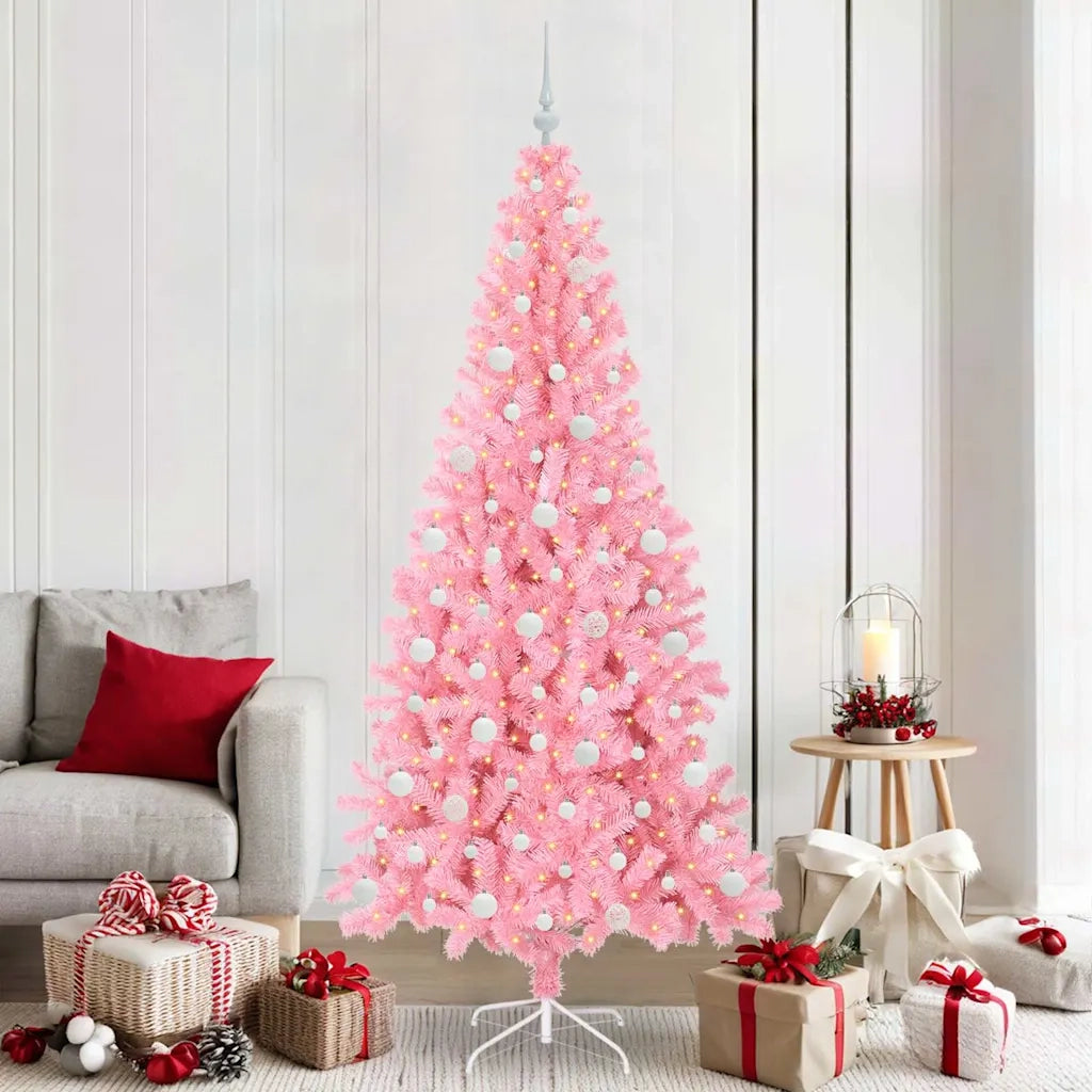 Albero di Natale | Decorazioni natalizie con 300 LED con supporto Rosa 210 cm PVC