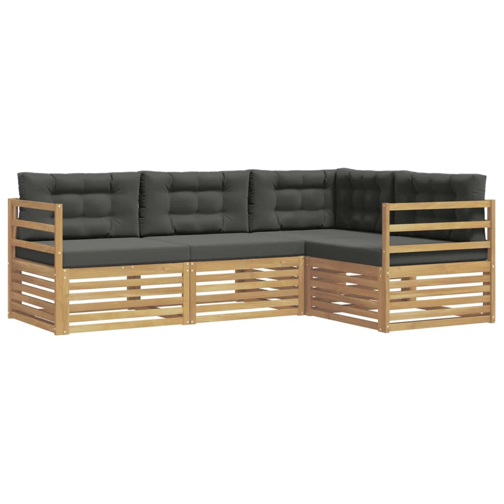 Set di divani da esterno 4 pz Bianco e Antracite Poliestere 3390387