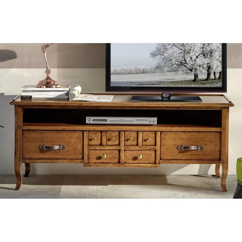 Porta tv 1 cassetto classico legno bassano 135x45x54 - Mobili 2G