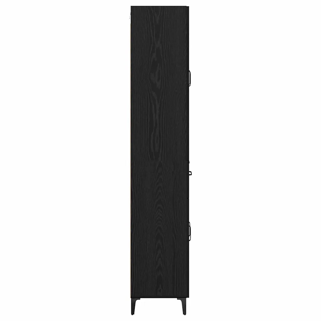 Credenza-Buffet-Armadio da cucina Rovere Nero 69,5 x 34 x 180 cm Legno multistrato 614695