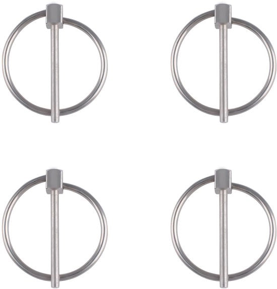 Spille di Sicurezza a 4 Pin Ronde in Acciaio Inox 304 - Disegno Autoferro - per Azienda Agricola/Gazon - Color Argento - Spille per Ferro di Cavallo