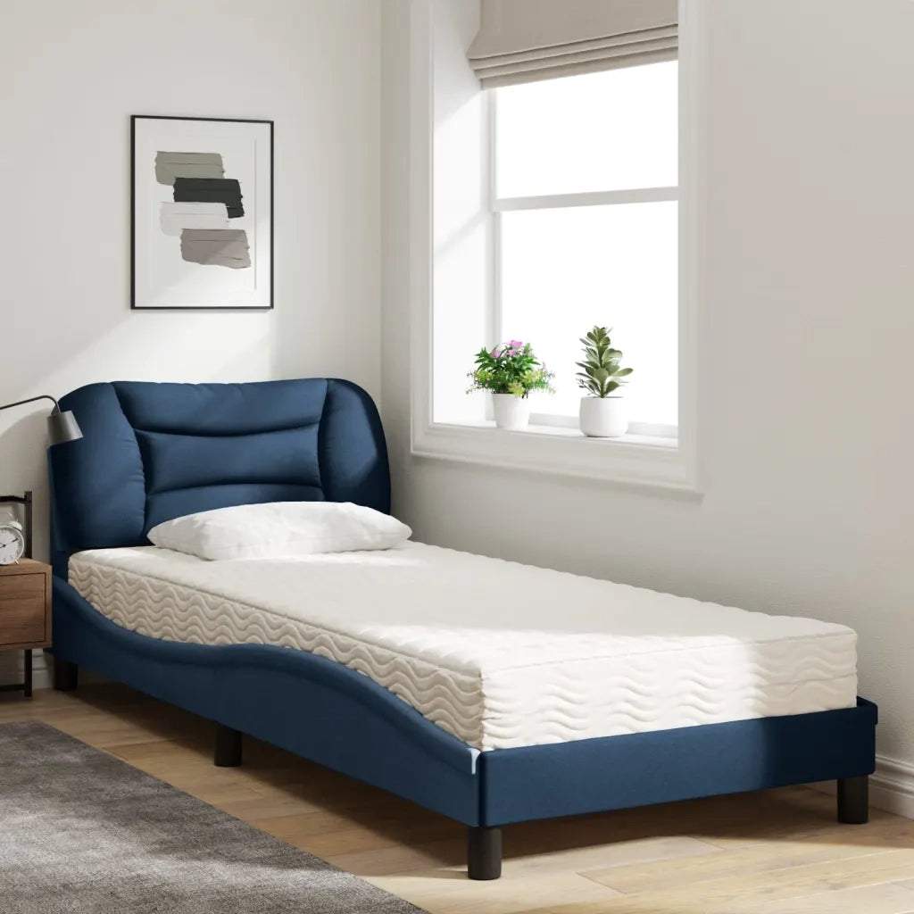 Letto con Materasso Hvar Blu 90x200 cm in Tessuto 3208512