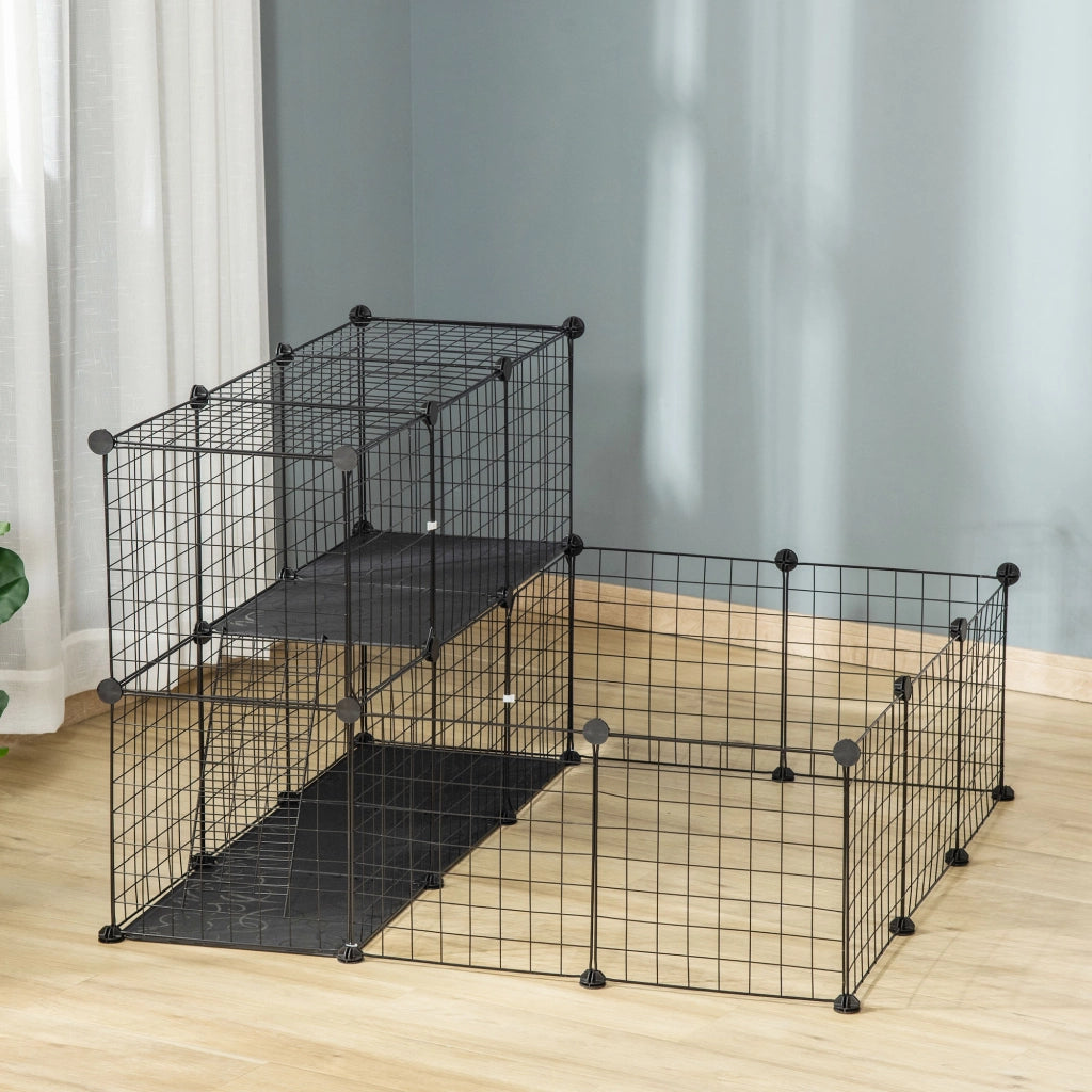 Recinto per Conigli Modulabile ¨C Minimal ¨C Acciaio, Nero, 105x105x70cm