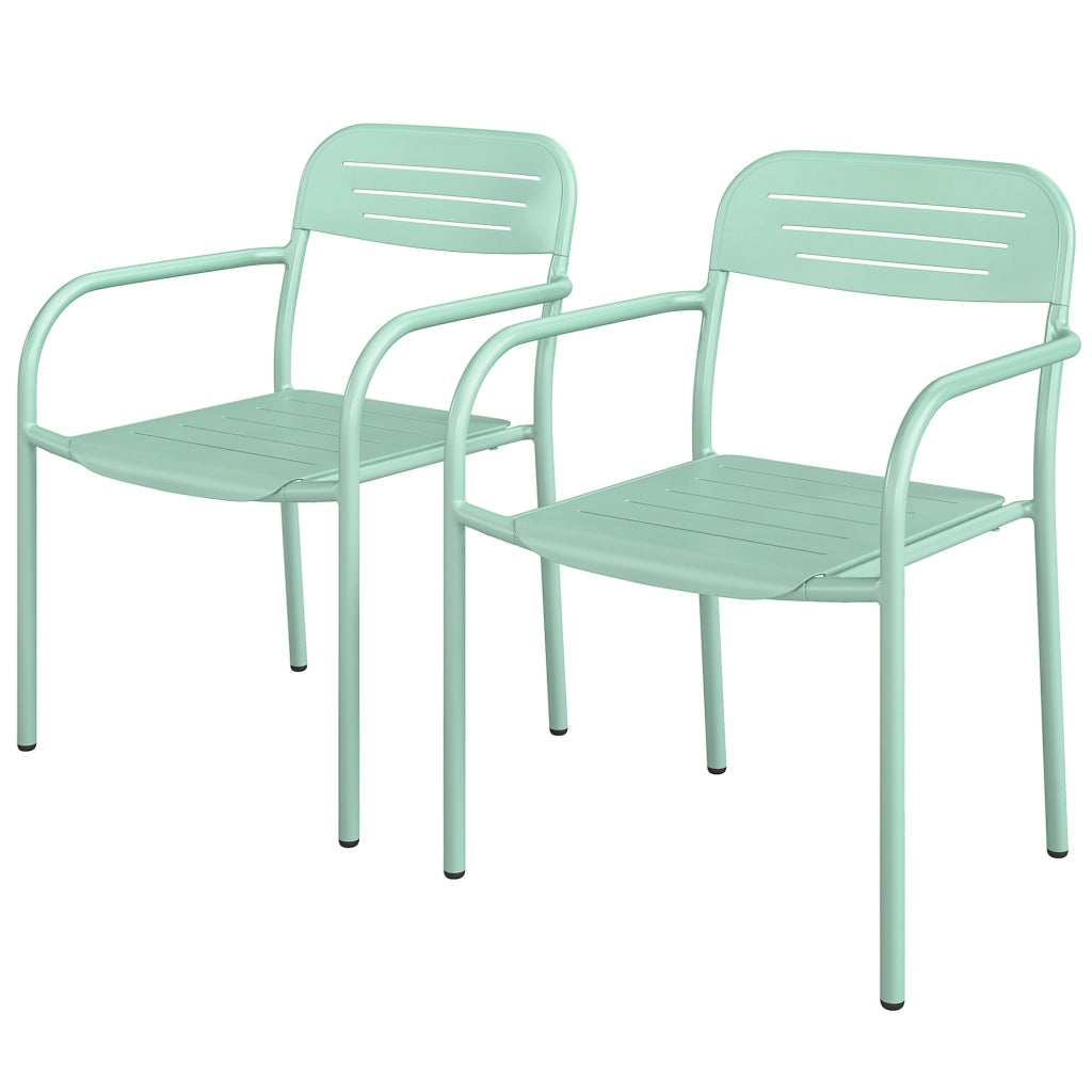 Set 2 Sedie da Giardino Impilabili ¨C Xylo ¨C Verde con Braccioli 56x58x78cm