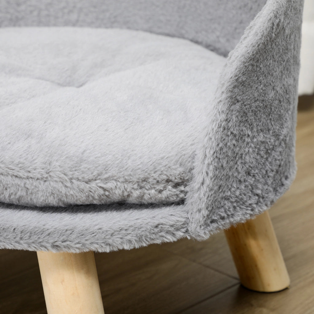 Cuccia per cani, lettino per gatti, divano per cani con piedini in legno antiscivolo e cuscino, grigio, 40,5x40,5x33 cm, per uso interno