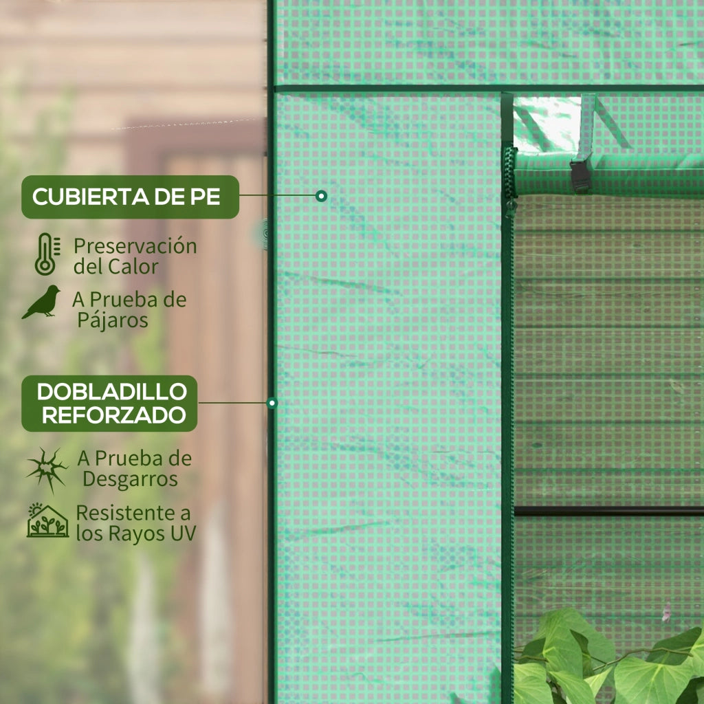 Serra da Esterno con Finestre a Rete e Porta a Cerniera ¨C zephmum ¨C Verde 196x77x197 cm