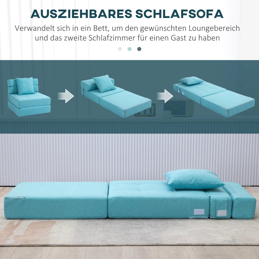Poltrona letto ¨C Minimal ¨C 70x70x61 cm, blu chiaro