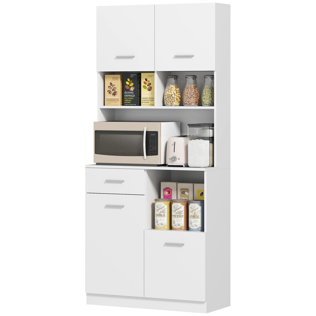 Mobile Dispensa Legno ¨C Xylo ¨C 4 Ante 3 Ripiani Cassetto 80x35x180cm Bianco