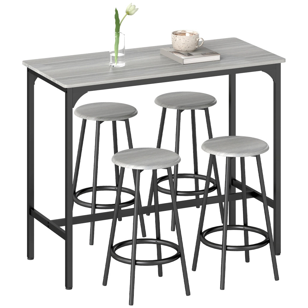 Set tavolo alto con 4 sgabelli ¨C Xylo ¨C Metallo nero legno cucina sala pranzo