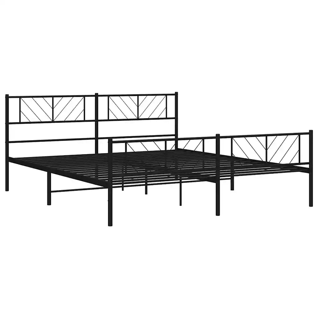 Giroletto con Testiera e Pediera-Struttura Letto Metallo Nero 193x203 cm 696477