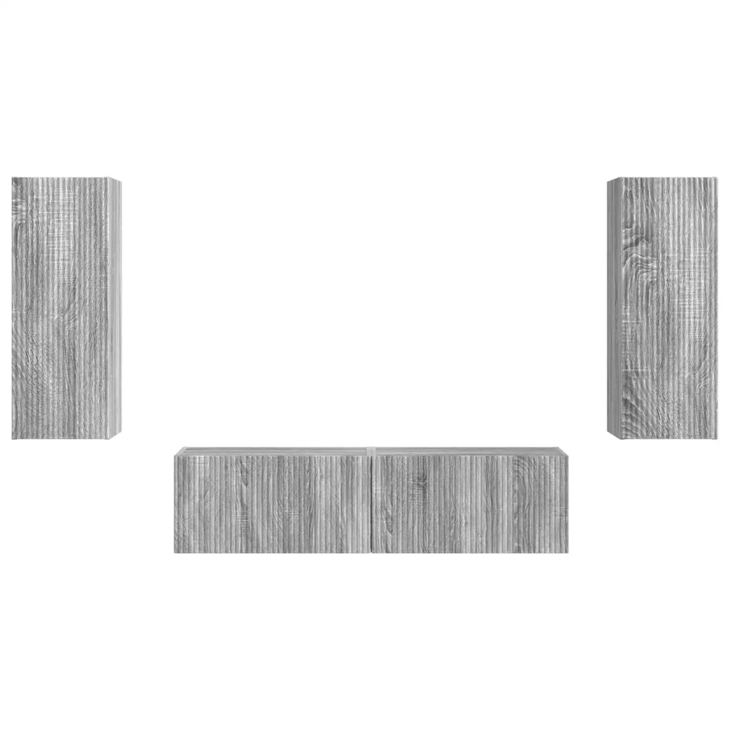 Set mobile TV 2 pz | Armadietto TV | Mobile Porta TV Grigio Sonoma Legno multistrato
