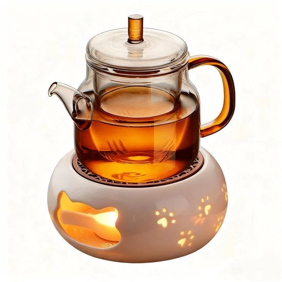 Piastra per riscaldare il teapot - Standard per teapot - Sostegno a gomito - Disegno per pulire i gatti - Mantenimento della temperatura del tè/caffè - Comodo da utilizzare - Supporto per teapot