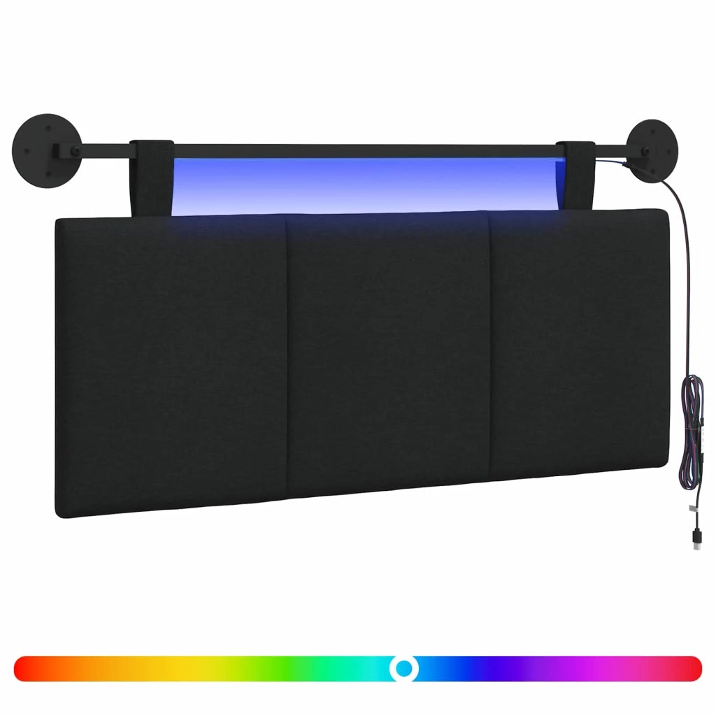 Testiera sospesa Con luce LED Nero Tessuto 3424765
