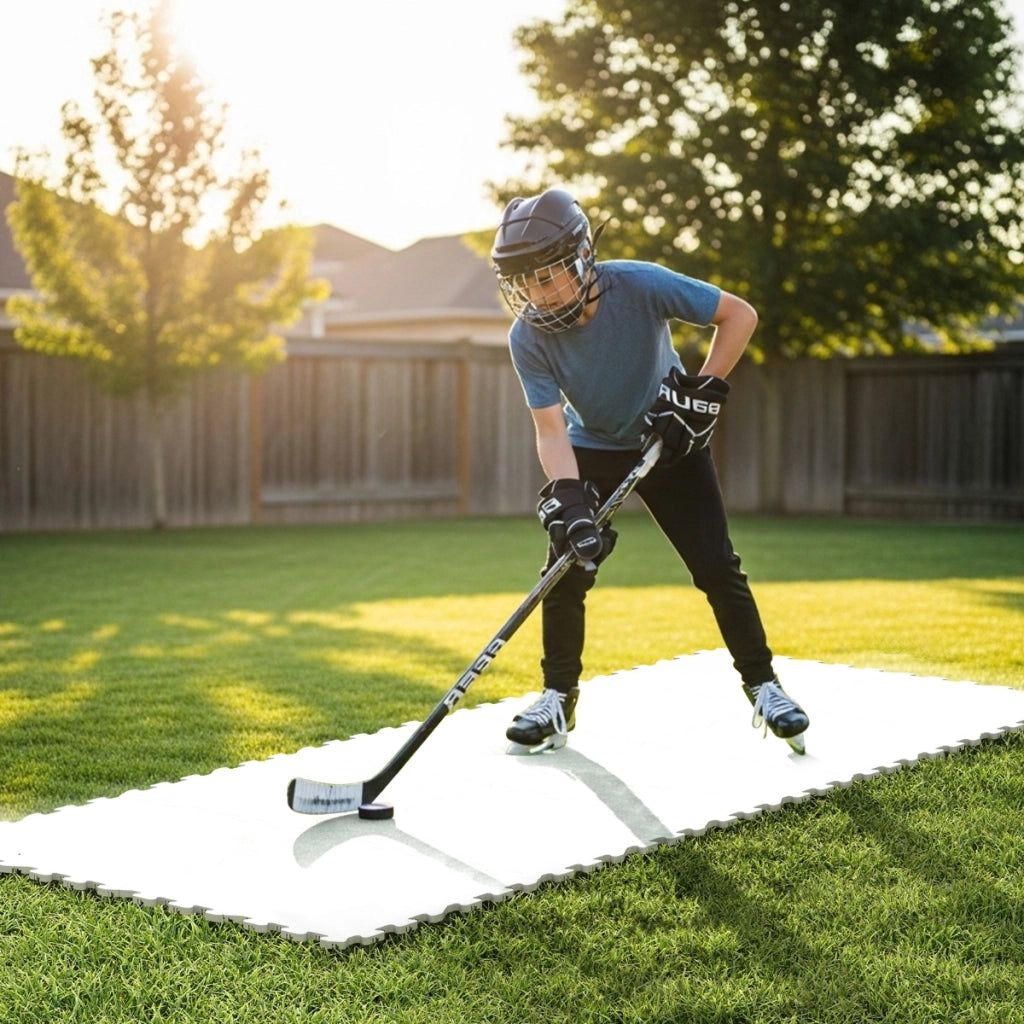 Tavola di ghiaccio artificiale per tiro da hockey pista di ghiaccio, Piastrelle per pavimenti da hockey per allenamento Bianco-Ricreazione outdoor