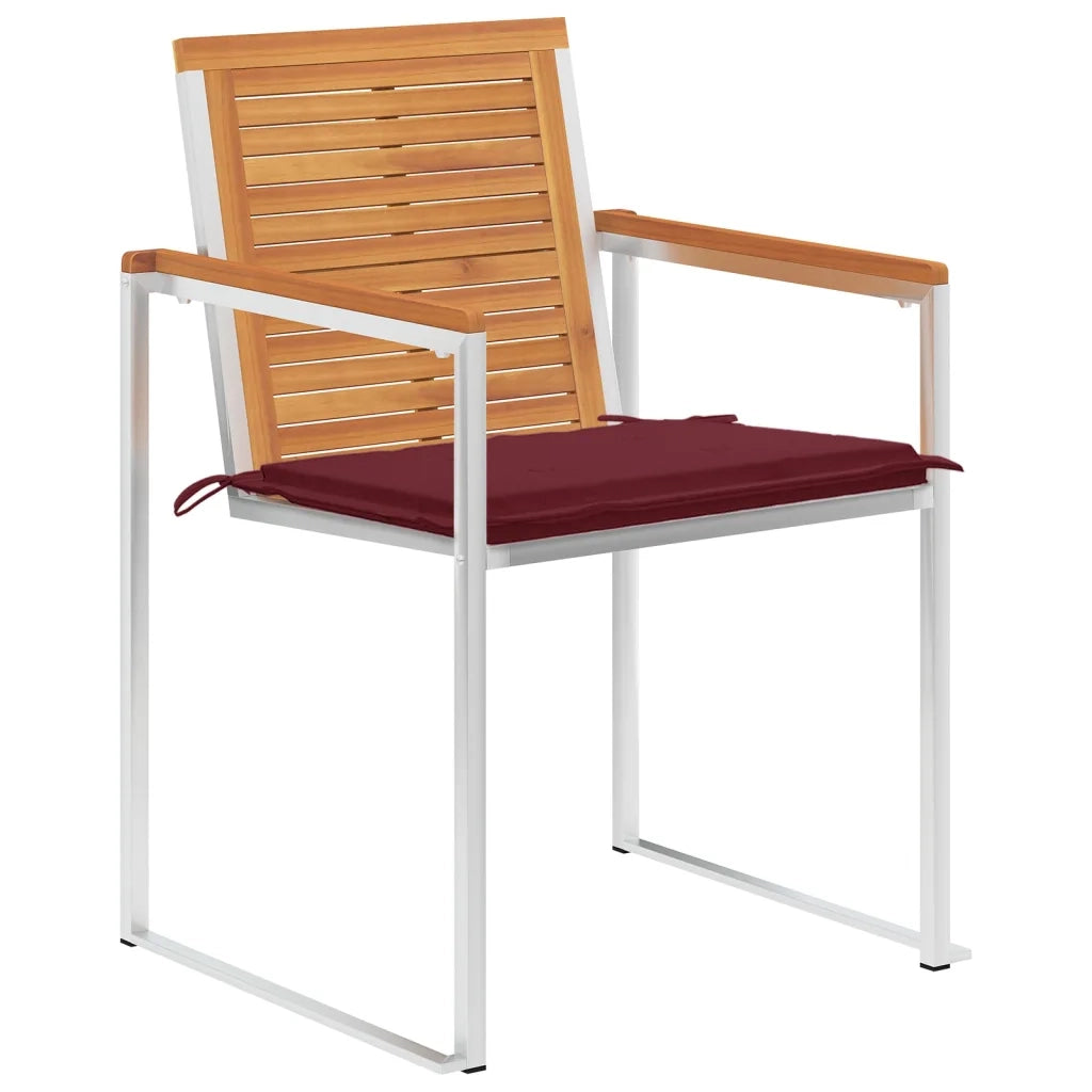 Sedie da Giardino con Cuscini 4 pz in Legno Massello di Acacia 3078479