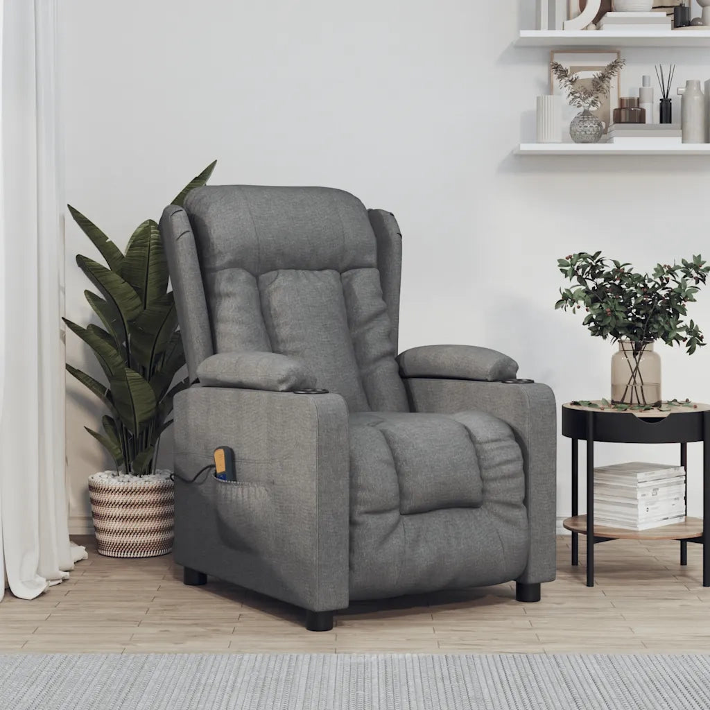Poltrona Massaggiante | Sedia Relax Grigio Scuro in Tessuto