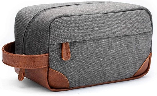 Toilette da Appendere - Toilette Premium per Uomini - Toilette con Gancio - Impermeabile e Organizzata - Grande Toilette per Uomini - Sacchetto da Barba Impermeabile in Canapa per Viaggi - Regalo per Ragazzi - Grigio