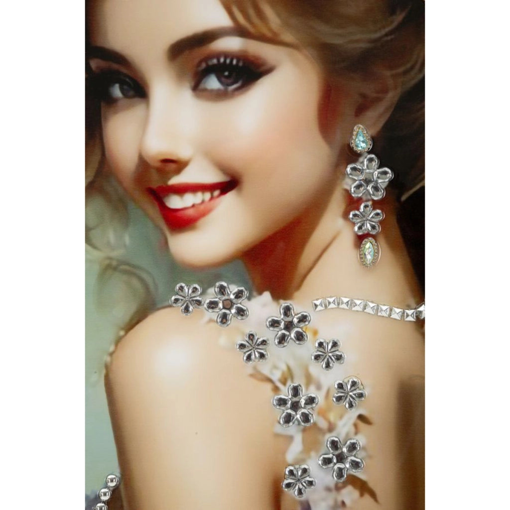 Dipinto su tela Elegant B dama con cappello e papaveri, 52x152 cm