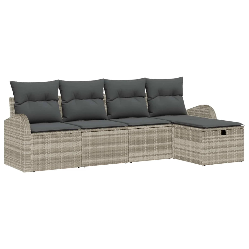Set di divani con cuscino Grigio chiaro polyrattan