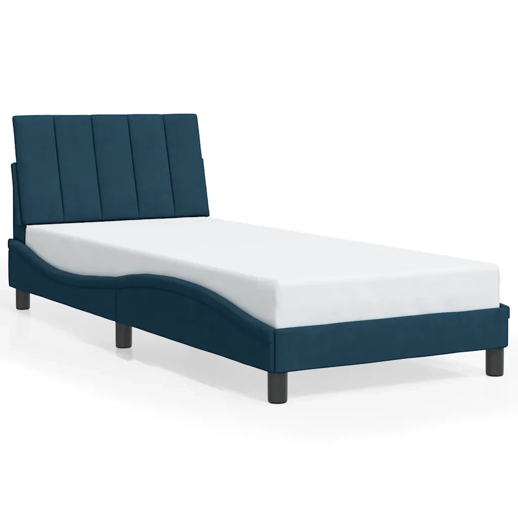 Giroletto con LED senza Materasso-Struttura Letto con LED Hanko Blu 80x200 cm in Velluto