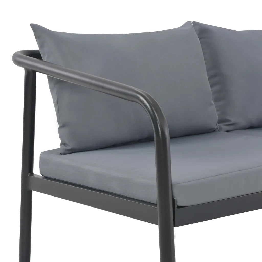 Divano da Giardino a 2 Posti con Cuscini Grigio in Alluminio 44699