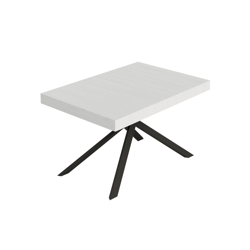 Tavolo allungabile 120/380x90 cm Niket bianco frassino gambe antracite