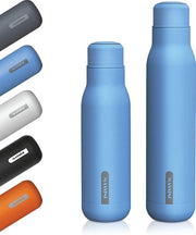 Bottiglia di Vetro 750 ml / 500 ml - Adatta per bevande gassate e impermeabile - Design bottiglia 12 ore calda e 24 ore fredda - La Tua Bottiglia (Baby Blu, 500 ml)