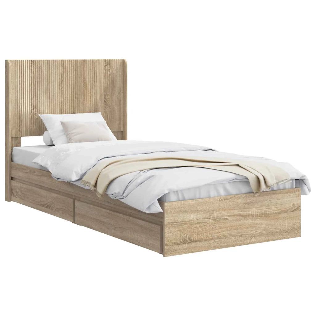 Struttura del letto con stoccaggio e testata Rovere Sonoma 3414069