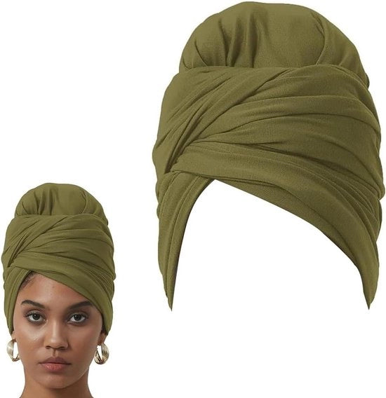 Tulband per donne con fascia per capelli olijfgreen - accessori per capelli - verde - sciarpa per capelli elegante