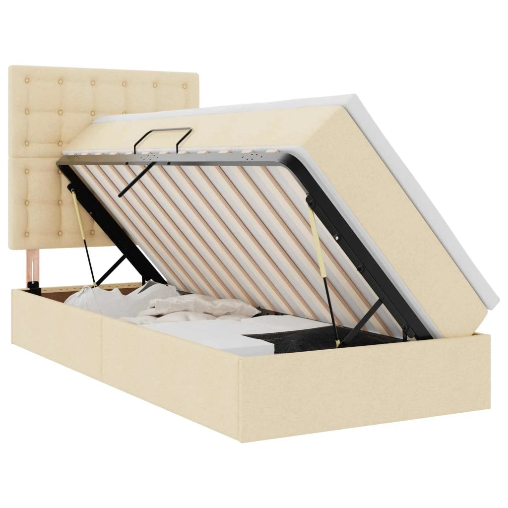 Letto con contenitore e LED Crema 100 x 200 cm Poliestere 3372526