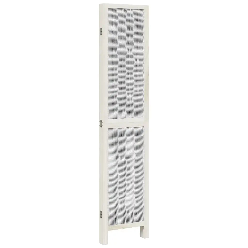 Divisorio Ambienti 4Pannelli Bianco Legno Massello di Paulownia 358674