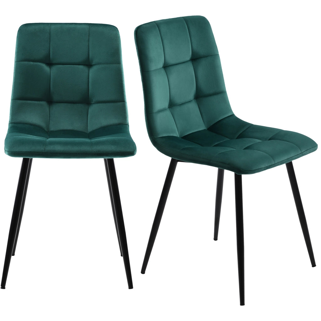 Sedie da pranzo (4 pezzi), verde scuro, set di 4 sedie di design imbottite con schienale, seduta in velluto, struttura in metallo