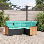 Set Divani da Giardino 4 pz con Cuscini Nero in Polyrattan 3227611