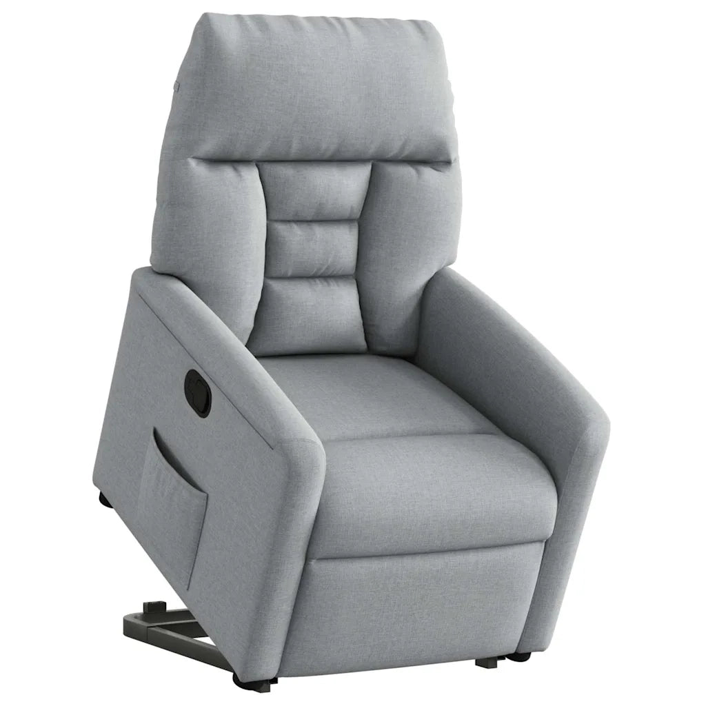 Poltrona Alzapersona Reclinabile Grigio Chiaro in Tessuto 3303032