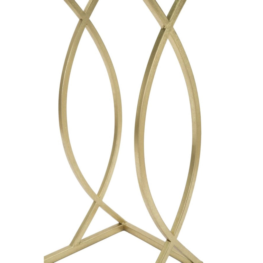 Tavolino da divano Glam in ferro oro e vetro nero 45,5x25,5x60 cm