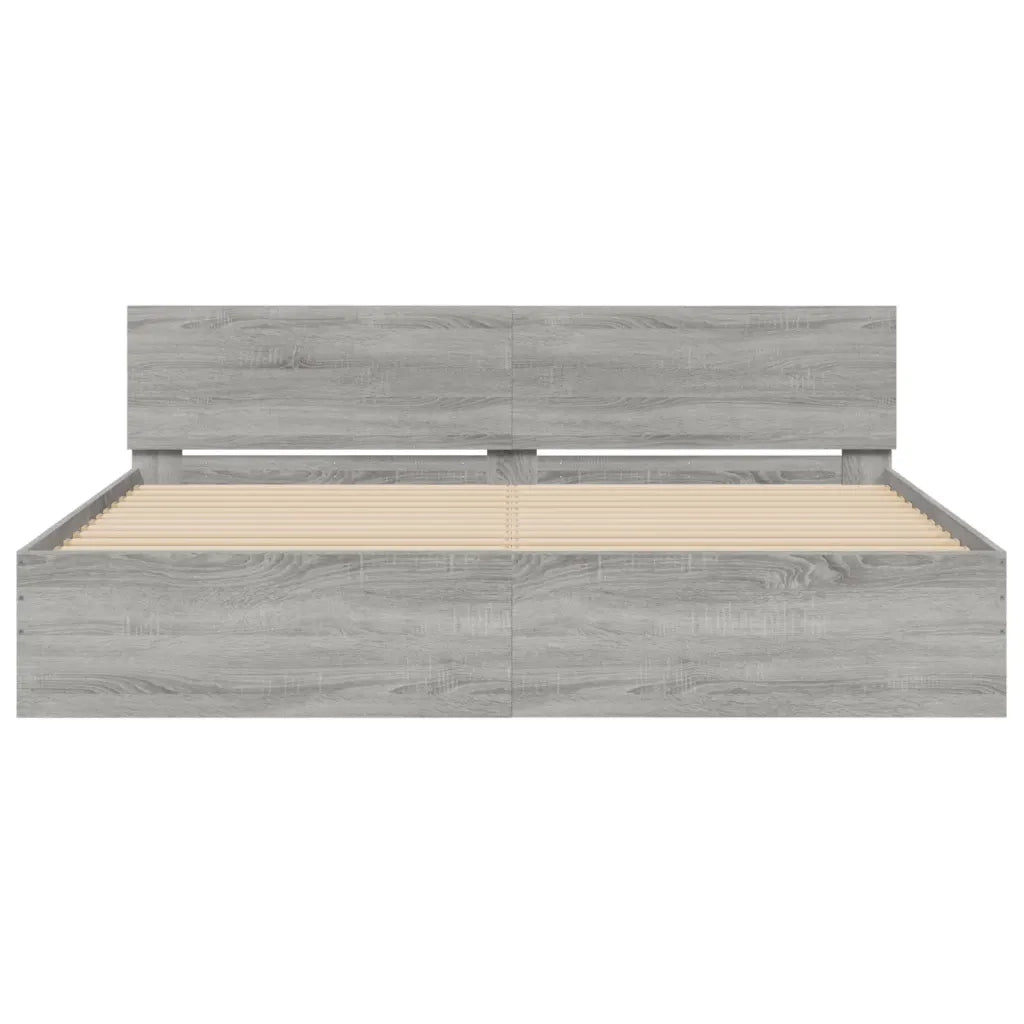Letto matrimoniale | Letto per adulti | Giroletto con Testiera Grigio Sonoma 180x200 cm