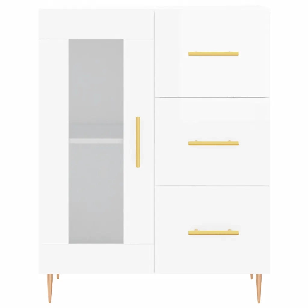 Credenza-Buffet-Armadio da cucina 69,5x34x90 cm in Legno Multistrato Bianco Lucido 460396