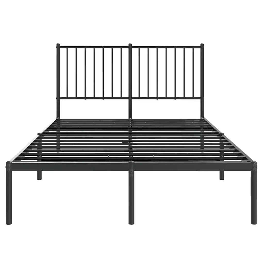 Letto matrimoniale | Letto per adulti | Giroletto con Testiera in Metallo Nero 120x190 cm