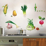 Muursticker Cartoon Frutta e Verdure per Cucina, Eetkamer, Cassetta e Frigorifero