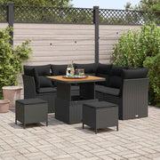 Set Divano da Giardino con cuscino con archiviazione 8 pcs Nero