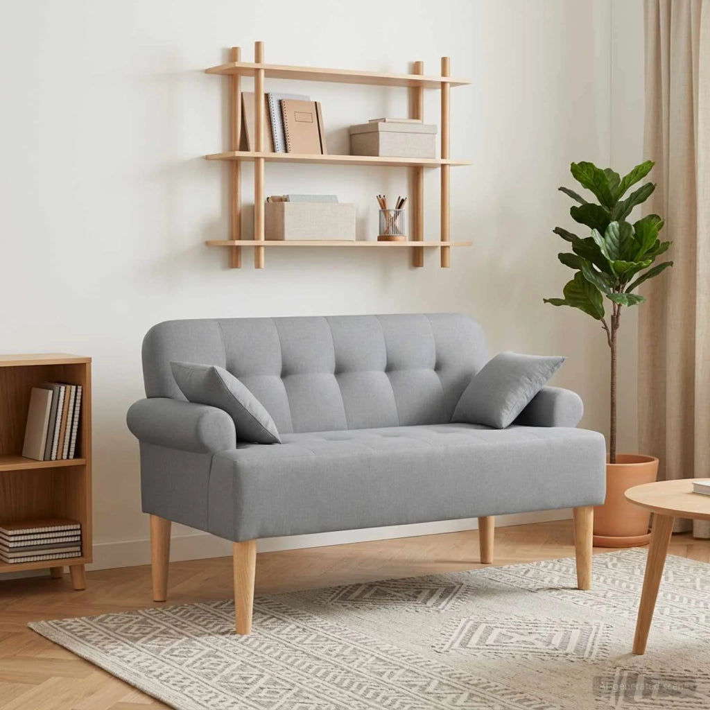 Loveseat con bottoni imbottiti Grigio Chiaro 120 x 65 x 79 cm 42041809