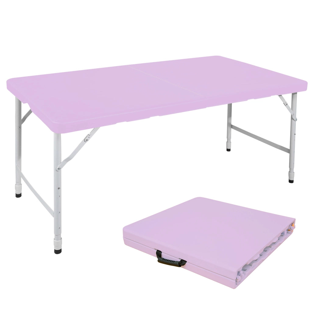 Tavolo pieghevole portatile pesante da 125 cm con maniglia; tavolo pieghevole a altezza regolabile; tavolo pieghevole multifunzionale per feste picnic in campeggio al chiuso/esterno; capacità 135 kg (viola)