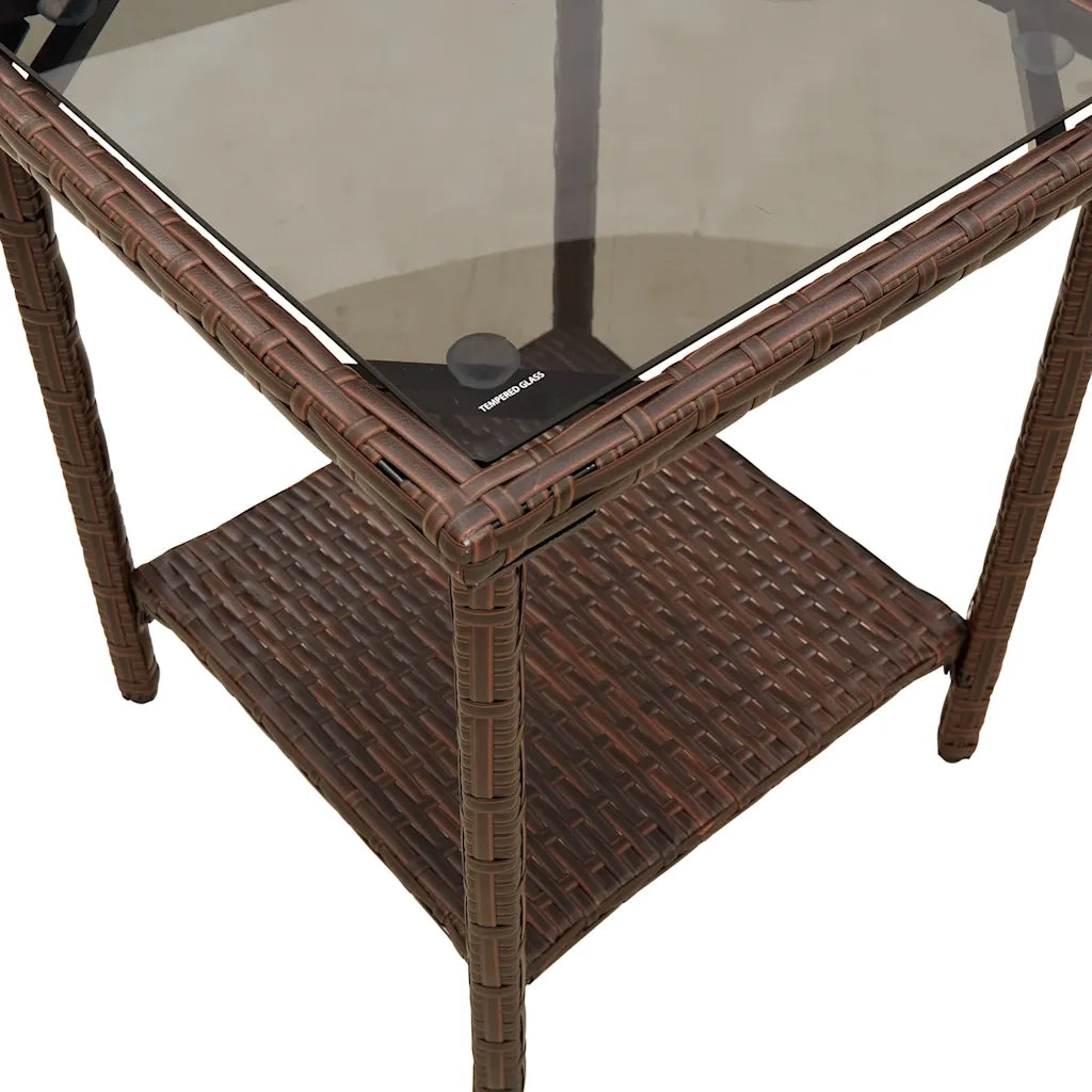 Divano da Giardino con Tavolo e Cuscini a L Marrone Polyrattan 4103873