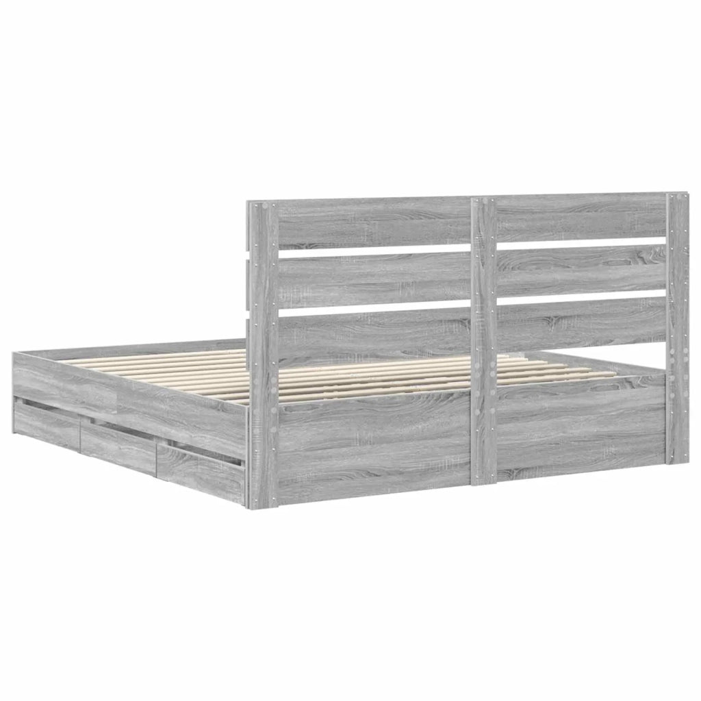 Struttura del letto con cassetto Grigio Sonoma 200 x 200 cm 3411812