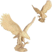 Decorazione per Ufficio con Scultura in Resina di Aquila in Oro con Ornamento di Adelaar in Design Liscio