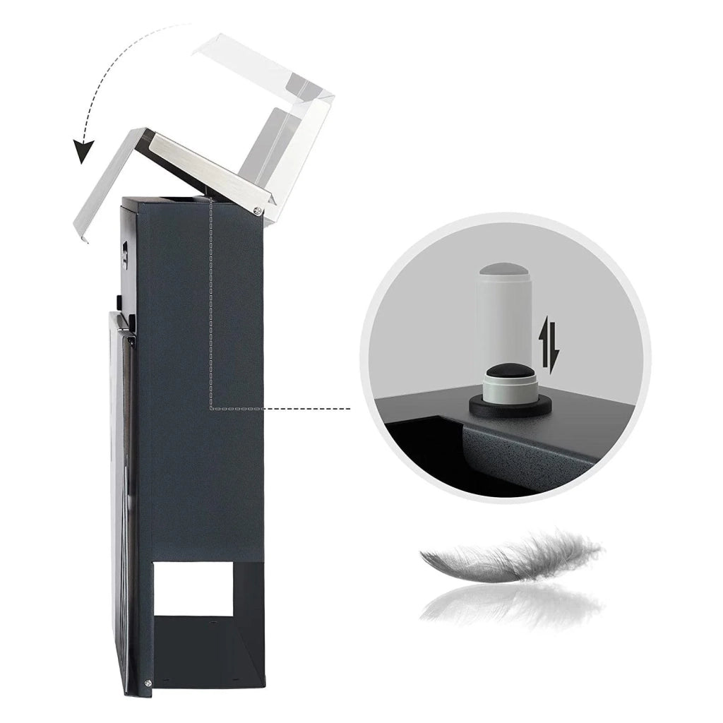 Cassetta postale a parete con finestrelle di visualizzazione in acciaio inox per cancello/porta d'ingresso con serratura e chiavi argento e grigio antracite 12_0001888