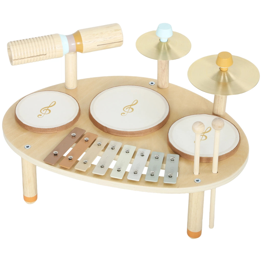 Set Strumenti Musicali per Bambini ¨C Xylo ¨C Tamburo e Xylophone in Legno Naturale
