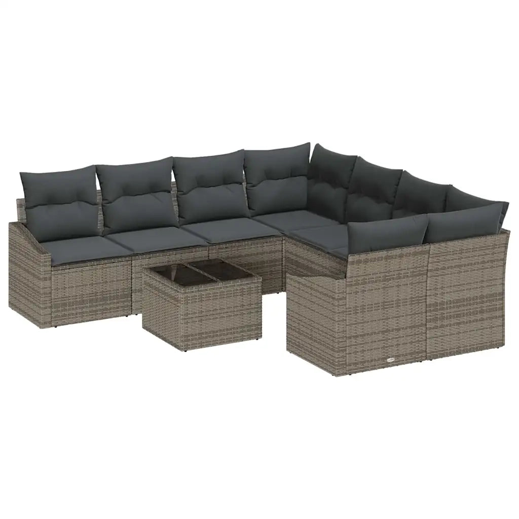 Set di divani con cuscino 9 pcs Grigio polyrattan 3355328
