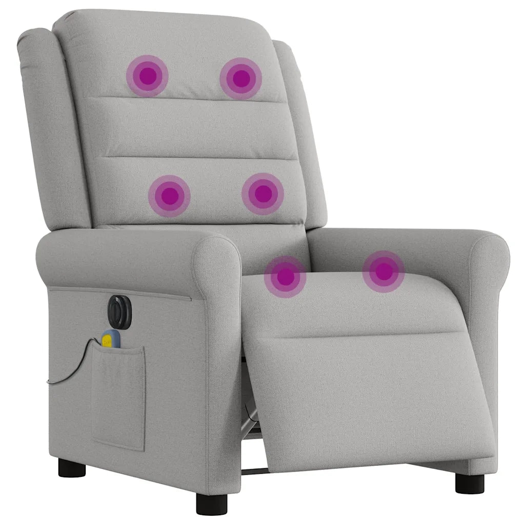Poltrona | Sedia Relax Reclinabile Massaggio Elettrica Grigio Nuvola Tessuto