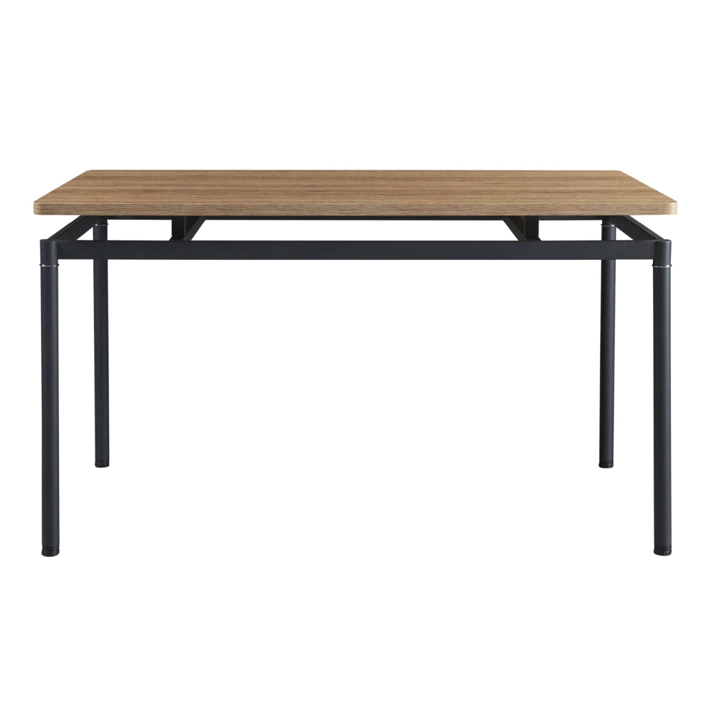 Set da Pranzo Hemnes Tavolo 140x80 cm in Effetto Rovere con 4 Sedie Beige [en.casa]